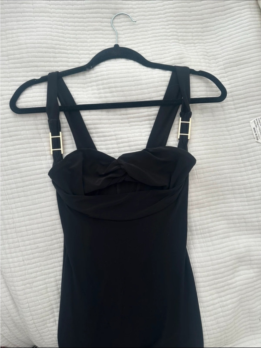 Fashion Nova Black Twist-Detail Midi Dress